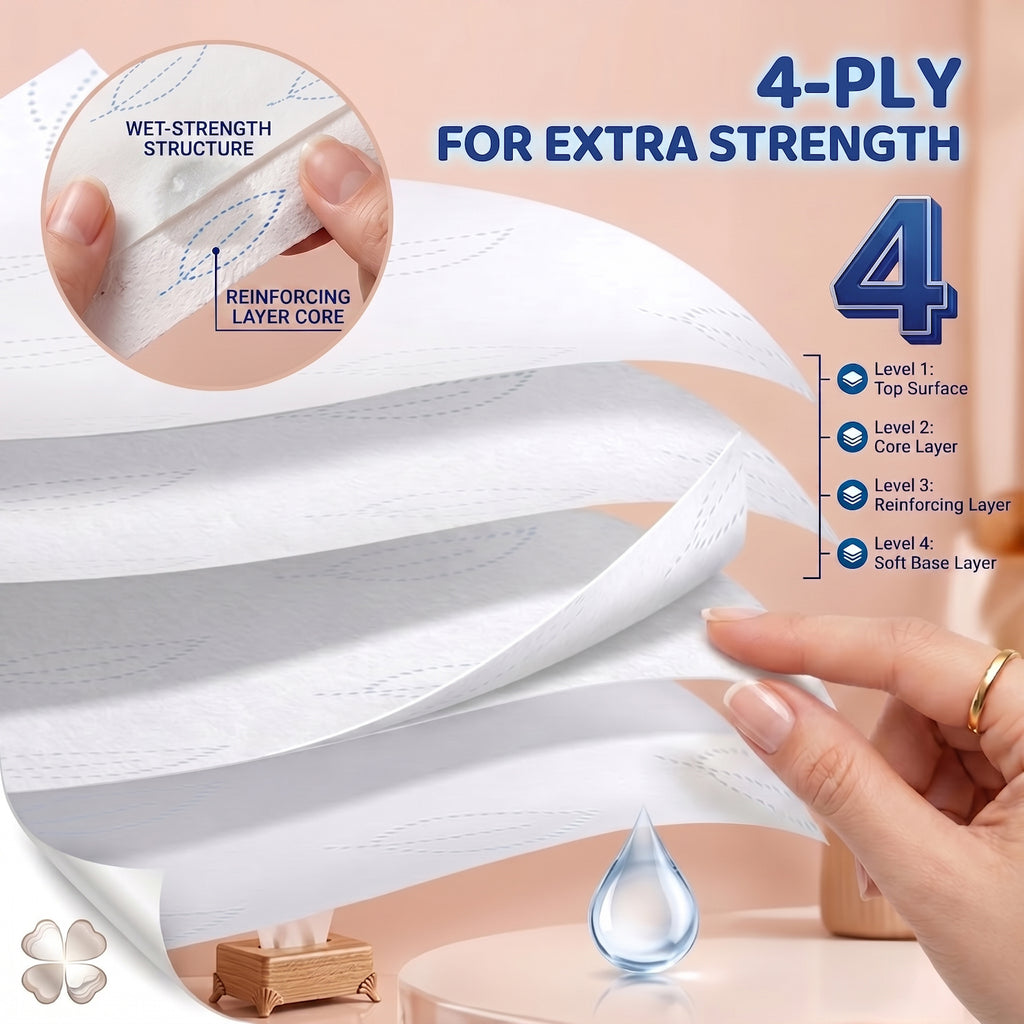 Wipmax 4-PLY Thick Facial Tissue Paper, Extra Strength, Gentle For Skin, Dry And Wet Use, Suitable For Sensitive Skin, Water Absorption