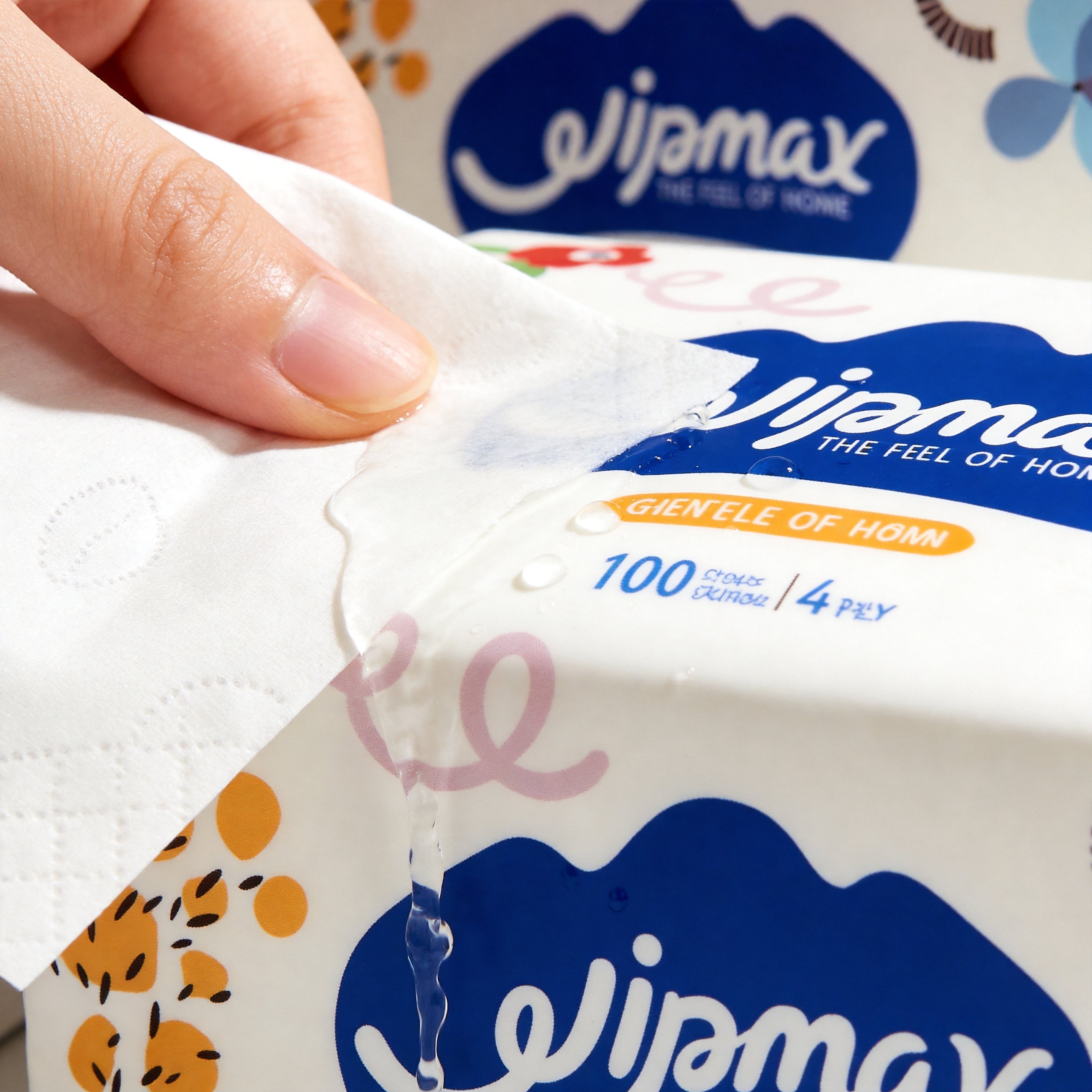 Wipmax 4-PLY Thick Facial Tissue Paper, Extra Strength, Gentle For Skin, Dry And Wet Use, Suitable For Sensitive Skin, Water Absorption