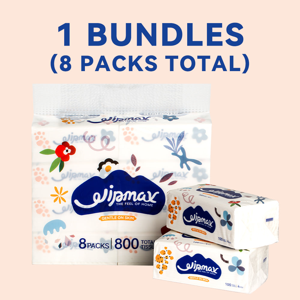Wipmax 4-PLY Thick Facial Tissue Paper, Extra Strength, Gentle For Skin, Dry And Wet Use, Suitable For Sensitive Skin, Water Absorption