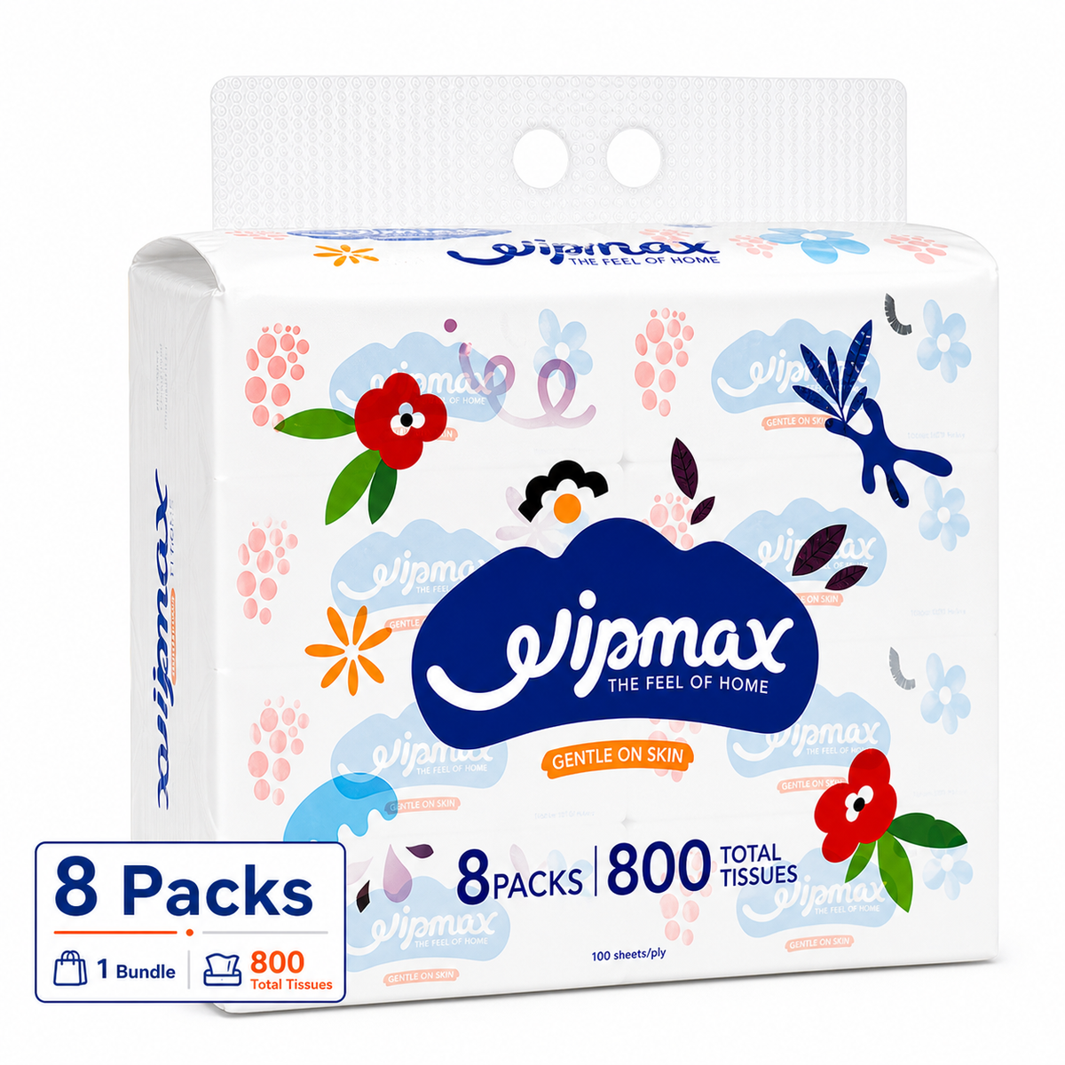 Wipmax 4-ply facial tissues 8 pack bundle with 800 tissues