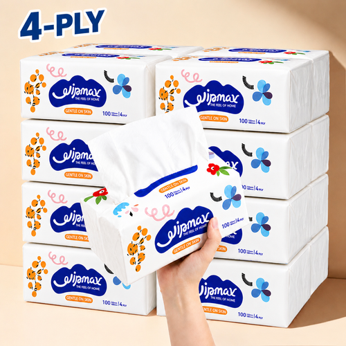 Wipmax 4-ply facial tissues 8 pack product display