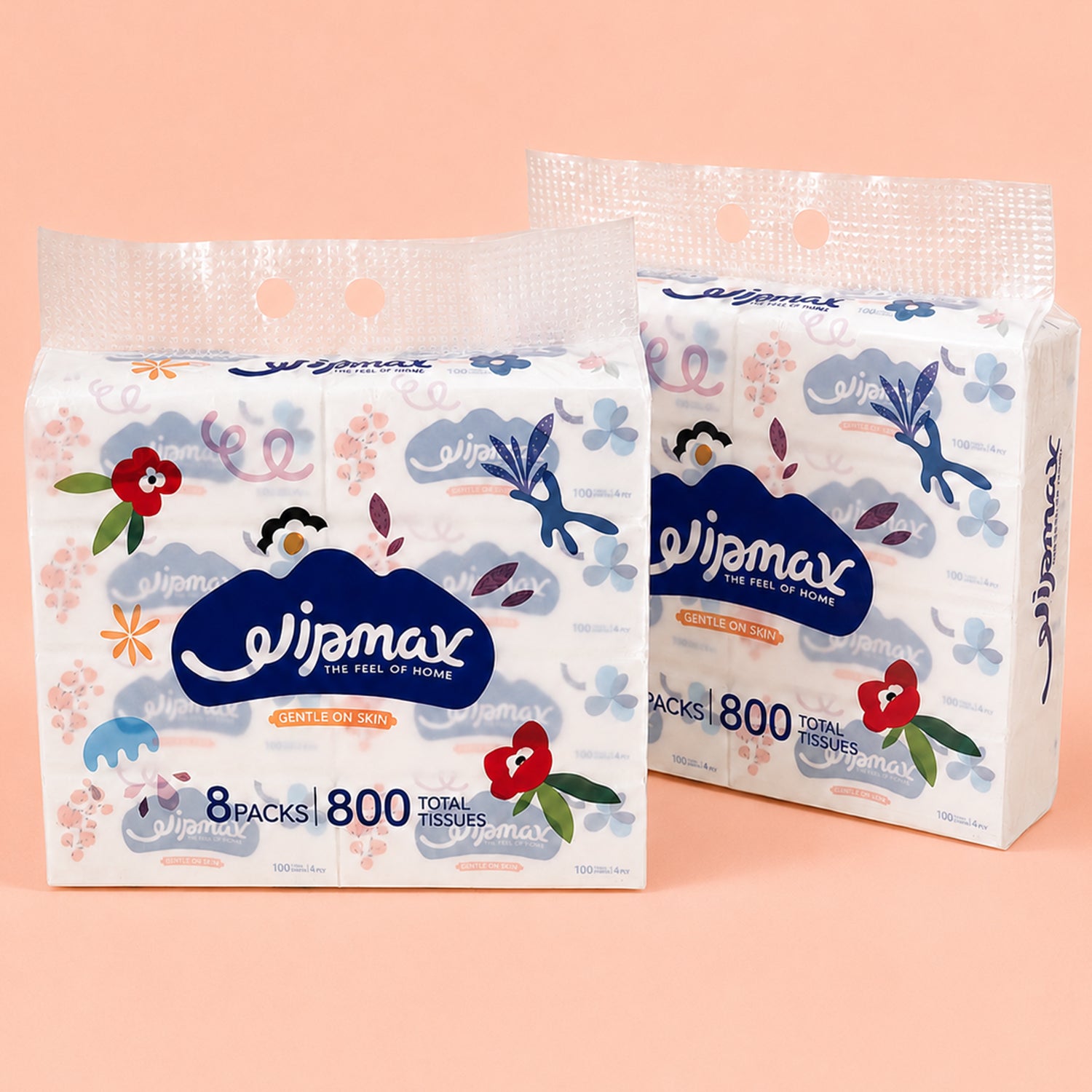 Wipmax 4-PLY Thick Facial Tissue Paper, Extra Strength, Gentle For Skin, Dry And Wet Use, Suitable For Sensitive Skin, Water Absorption