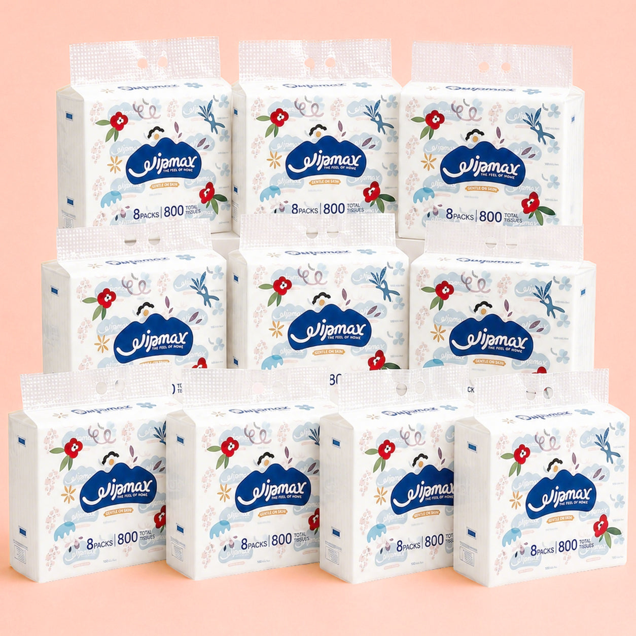 Wipmax 4-PLY Thick Facial Tissue Paper, Extra Strength, Gentle For Skin, Dry And Wet Use, Suitable For Sensitive Skin, Water Absorption